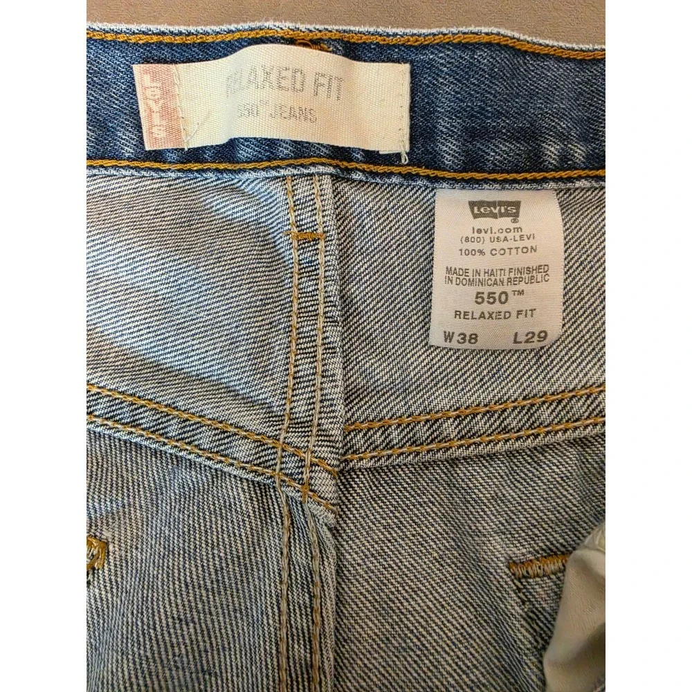 Levis 550 Relaxed Fit Jeans Mens 38x29 Medium Wash Blue Denim Tapered Leg